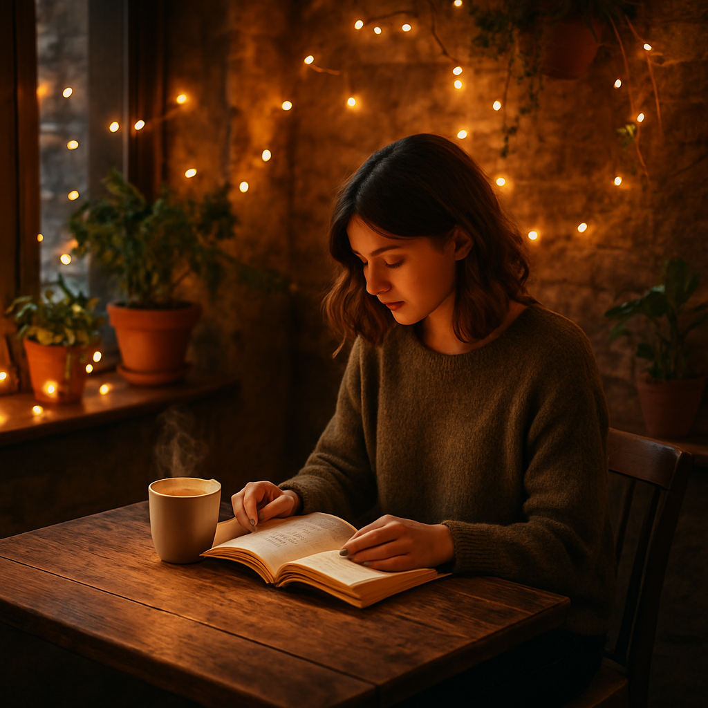 Cozy reading corner at Nebula Cafe