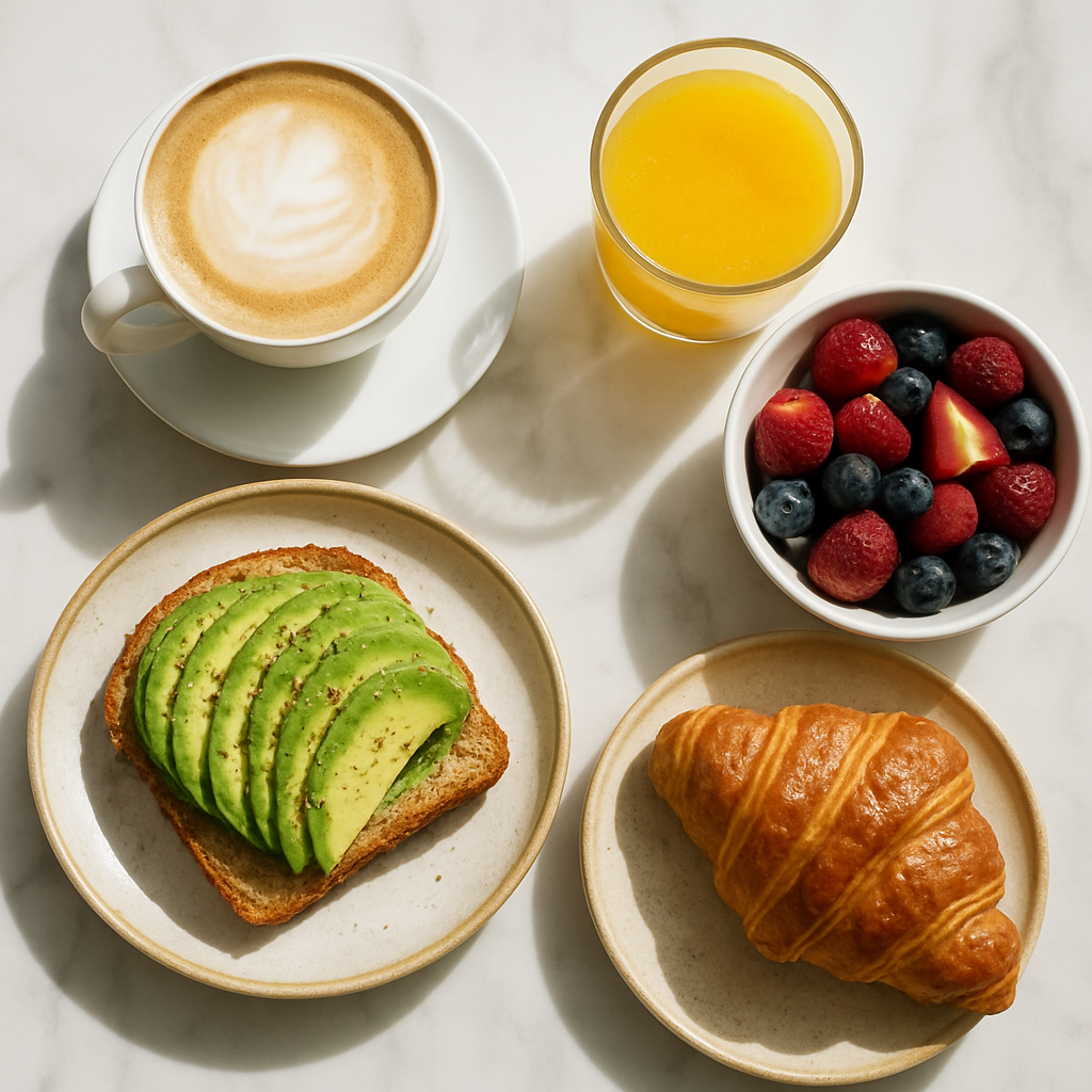 Beautiful breakfast flat lay