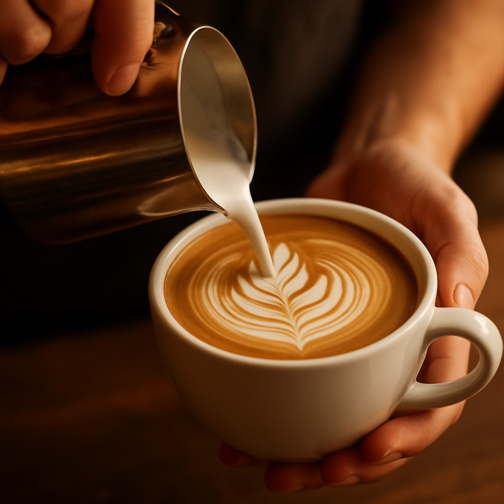 Barista creating latte art